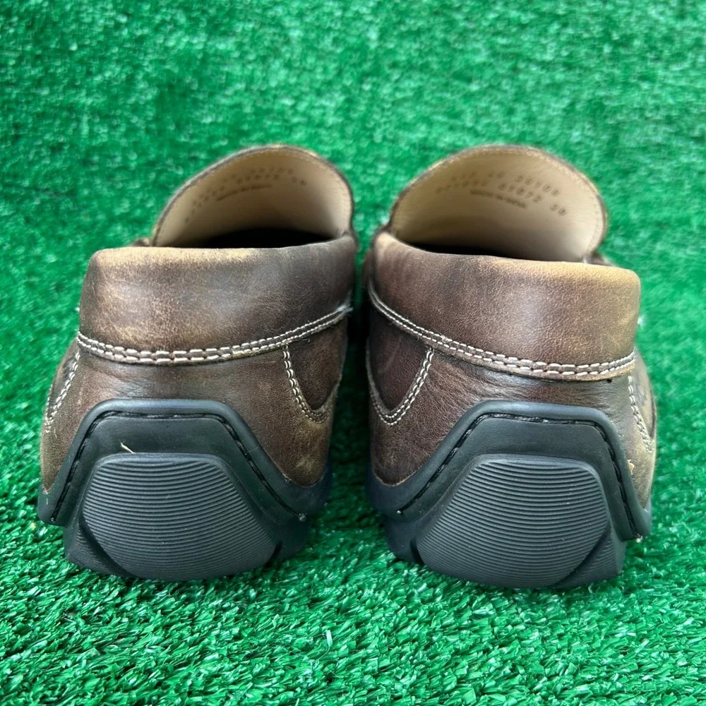 ECCO Mens Brown Leather Moc‎ Toe Slip On Loafers Shoes 571004 Size 46